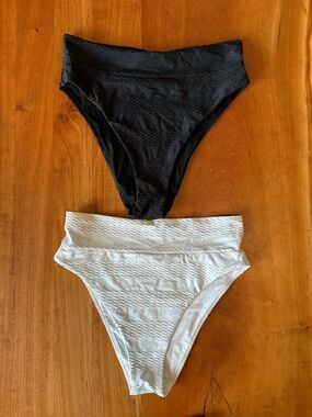 Aerie Bundle High-Waist Cheeky Textured Bikini Bottoms
